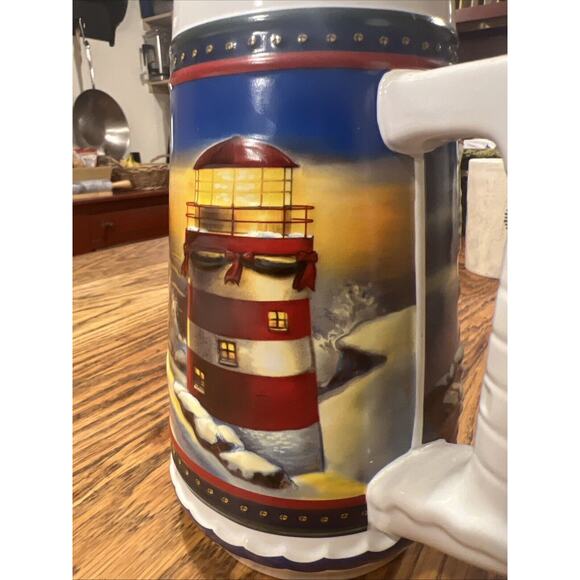 Budweiser Guiding The Way Home 7” Stein Lighthouse Christmas Vintage 2002 EXC!!! - Picture 6 of 10